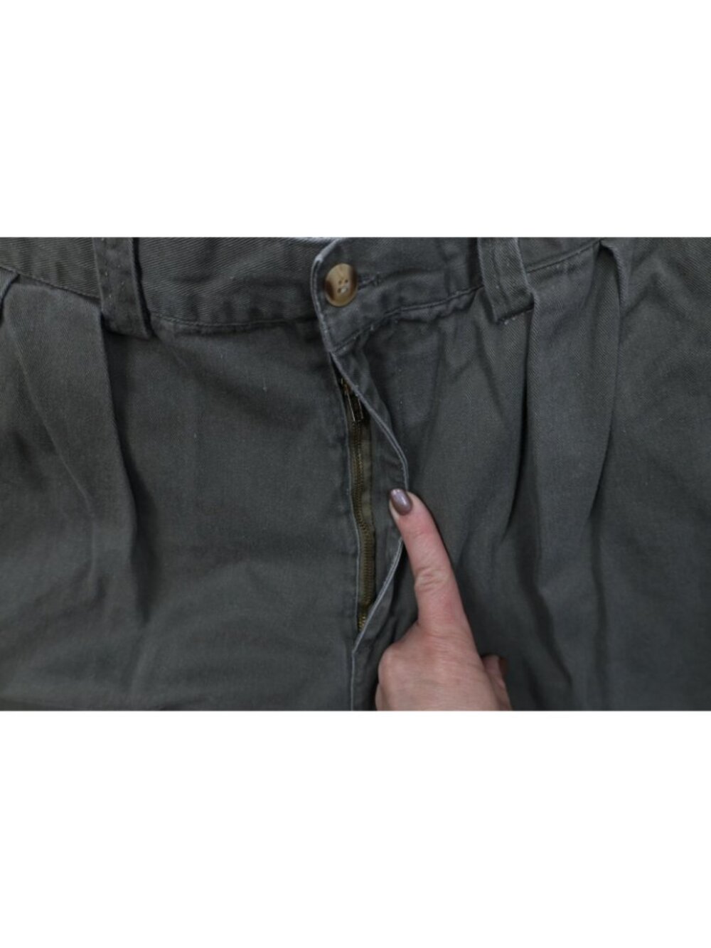 Vtg 90s Streetwear Mens 34x29 Faded Relaxed Fit Pleated Chino Pants Green Cotton - Picture 6 of 13